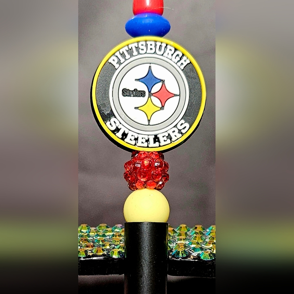 NFL Pittsburg Steelers Sparkly/Blingy Custom Created Super Fan Beaded Pen